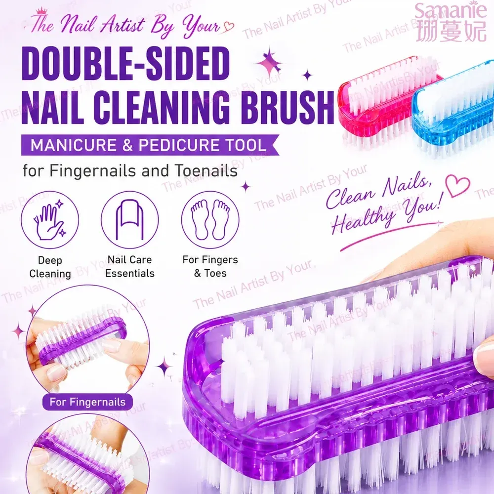 Brosse de nettoyage des ongles double face pour manucure et pédicure, pour doigts et orteils