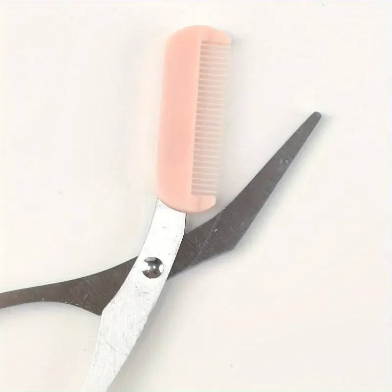 Ciseaux à sourcils roses avec peigne intégré - Acier inoxydable, outil de toilettage précis, pour des sourcils parfaits 4