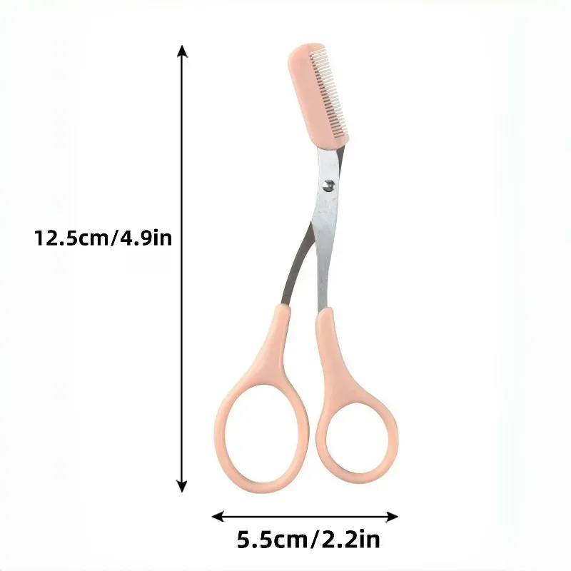 Ciseaux à sourcils roses avec peigne intégré - Acier inoxydable, outil de toilettage précis, pour des sourcils parfaits 5