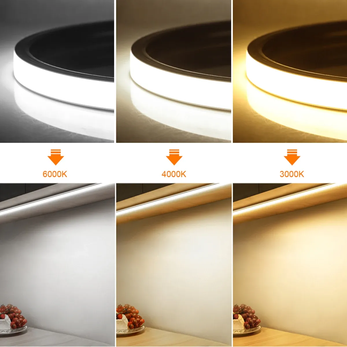 Bande LED néon en ambiance de cuisine