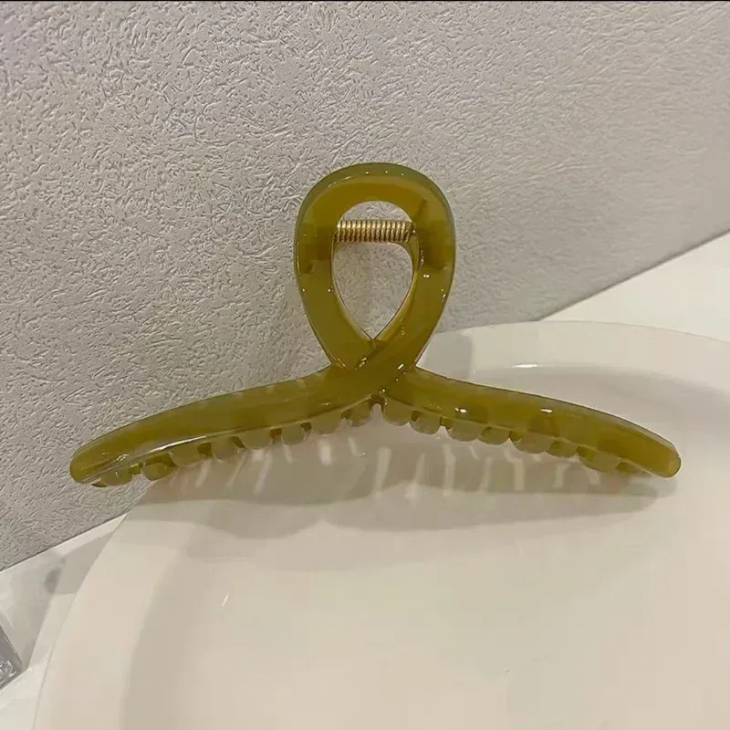 Grande pince griffe à cheveux en plastique transparent, 13 cm 15