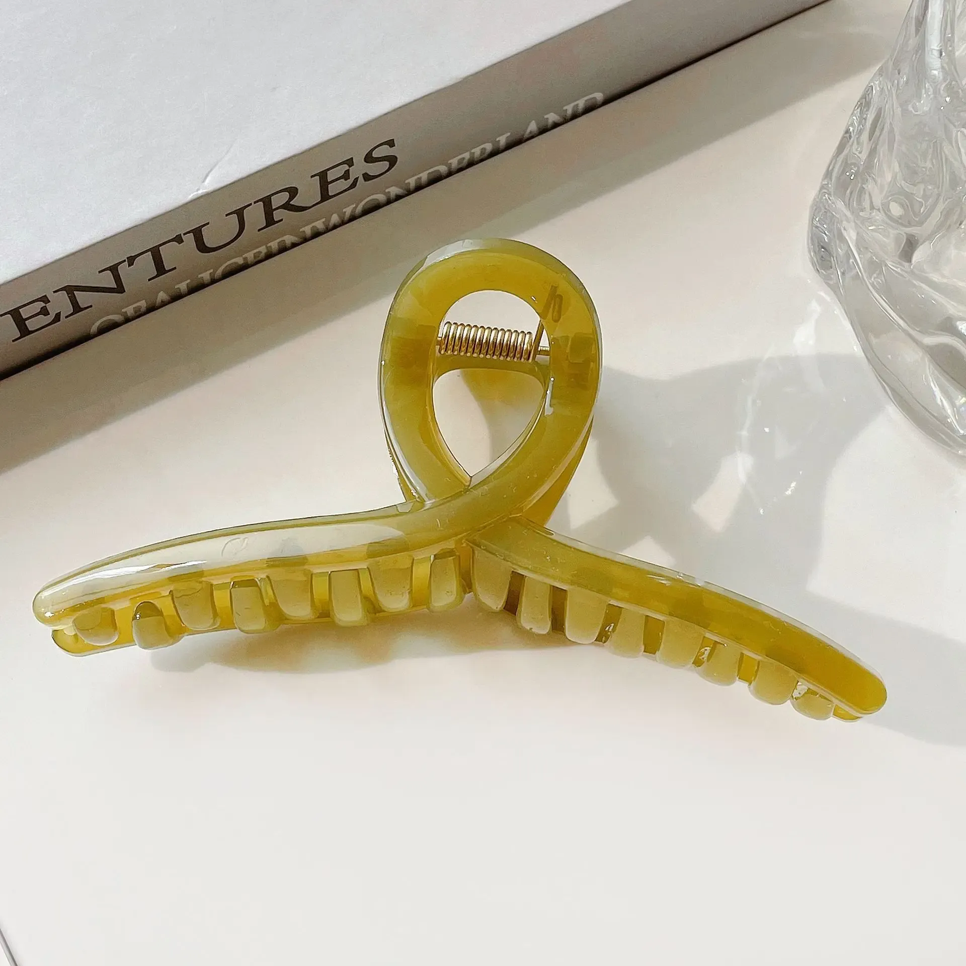 Grande pince griffe à cheveux en plastique transparent, 13 cm 12