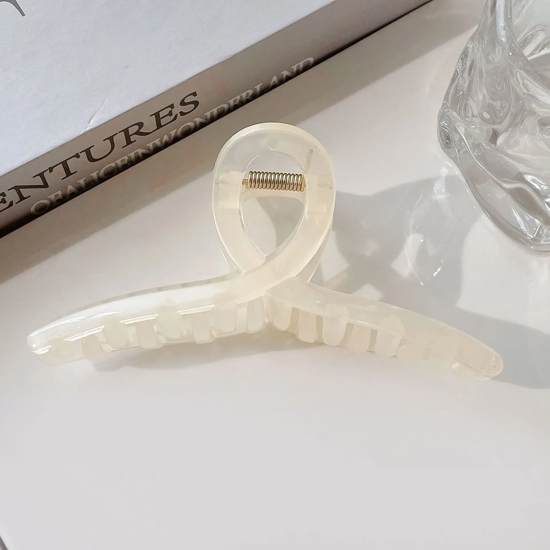 Grande pince griffe à cheveux en plastique transparent, 13 cm 10