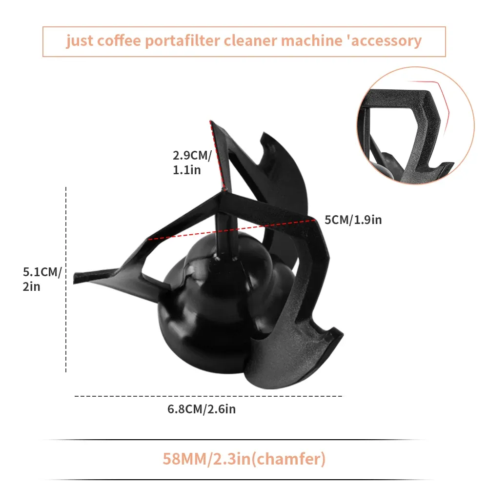 CAFEMASY – Pièce de rechange, tête de brosse et grattoirs de nettoyage du café 51/53/58 mm pour nettoyeur de porte-filtre automatique QuinSpin 14