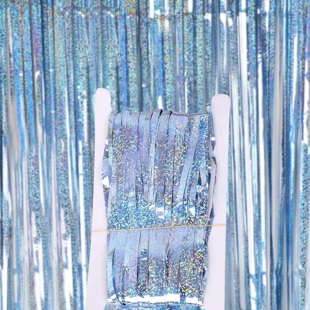 Rideau à paillettes laser bleu 2 m x 1 m, décoration de fête thème Frozen 7