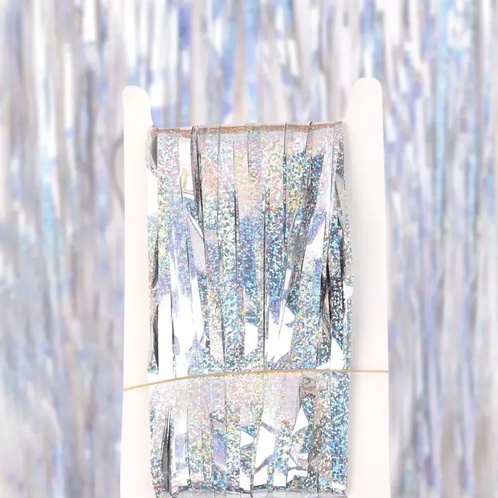 Rideau à paillettes laser bleu 2 m x 1 m, décoration de fête thème Frozen 9