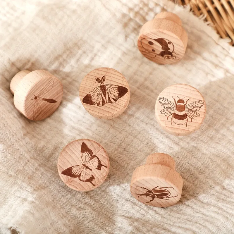Boutons de meuble en bois à motif animal