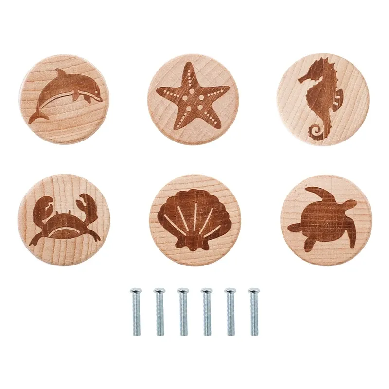 Boutons d'armoire ronds en bois, style bohémien à motif animalier vintage 8
