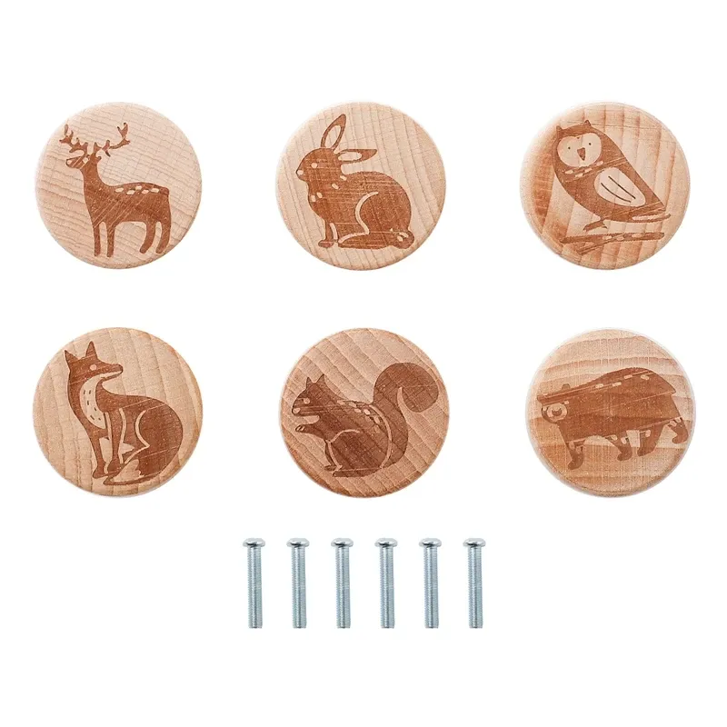 Boutons d'armoire ronds en bois, style bohémien à motif animalier vintage 9