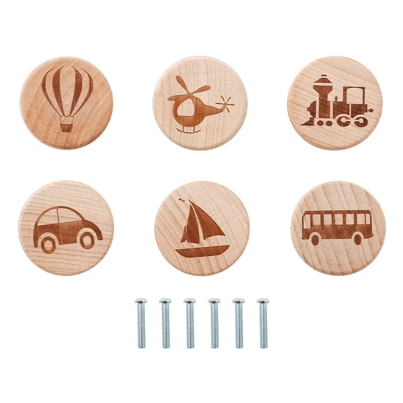 Boutons d'armoire ronds en bois, style bohémien à motif animalier vintage 12