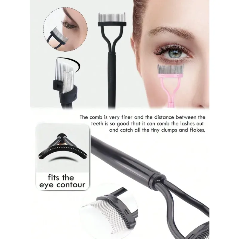 Peignes ergonomiques séparateurs de cils 1/2 - Peigne courbé avec capuchon anti-poussière, outil de coiffage transparent pour racines de cils 6
