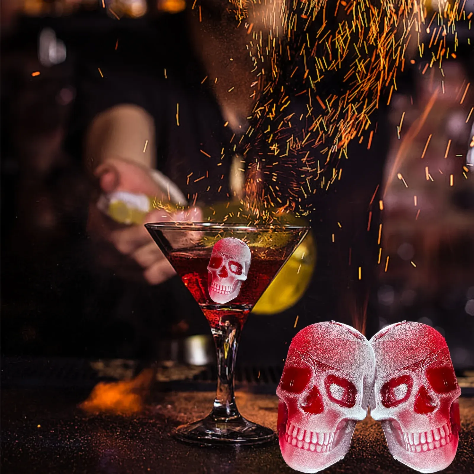 Glaçons crâne dans un cocktail