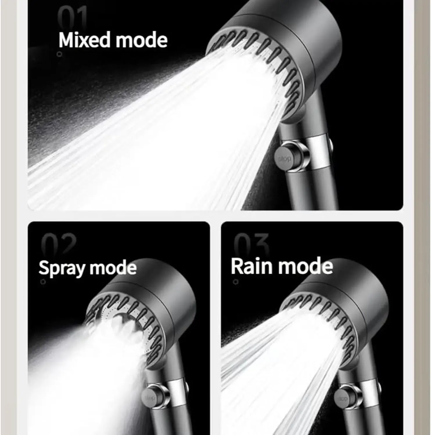 Robinetterie de salle de bain à jet ionique avec filtre pour douchette, turbocompresseur et plusieurs modes de pulvérisation 4