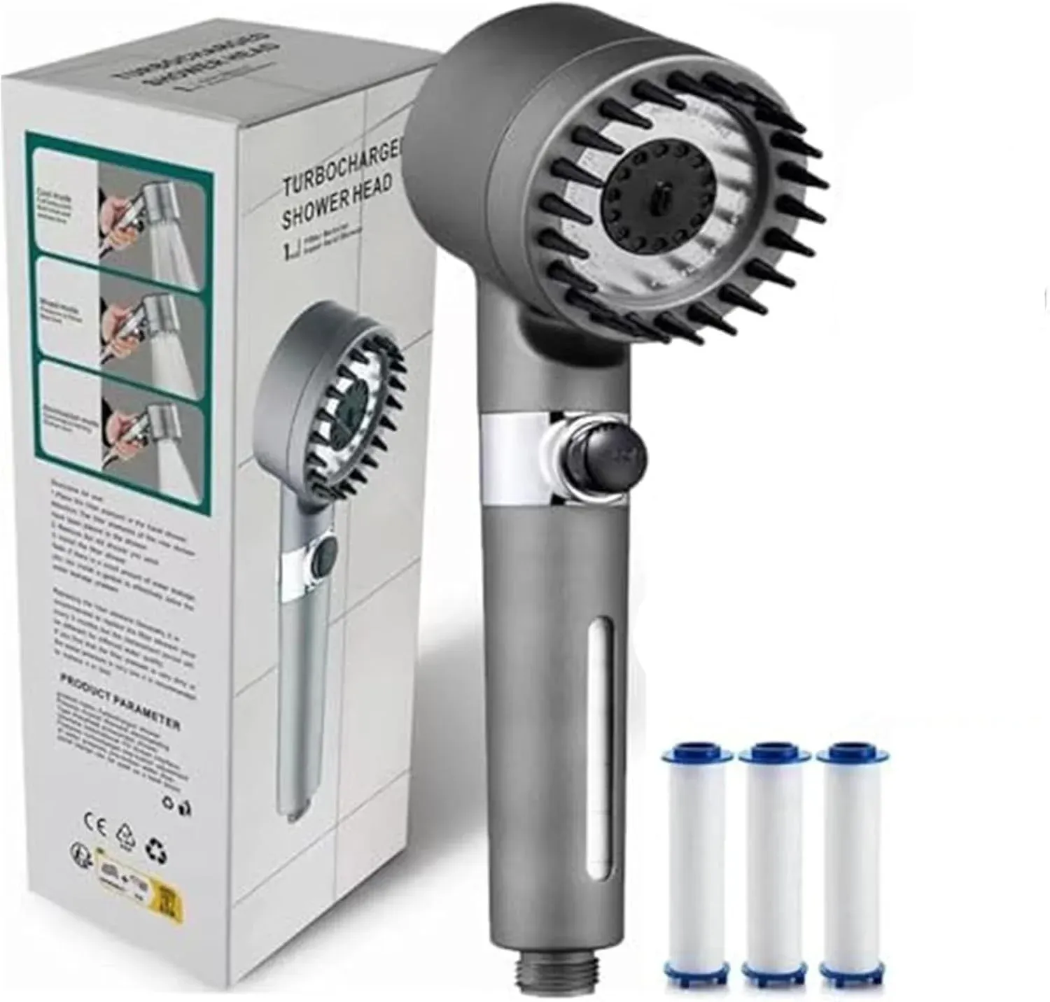 Robinetterie de salle de bain à jet ionique avec filtre pour douchette, turbocompresseur et plusieurs modes de pulvérisation 7