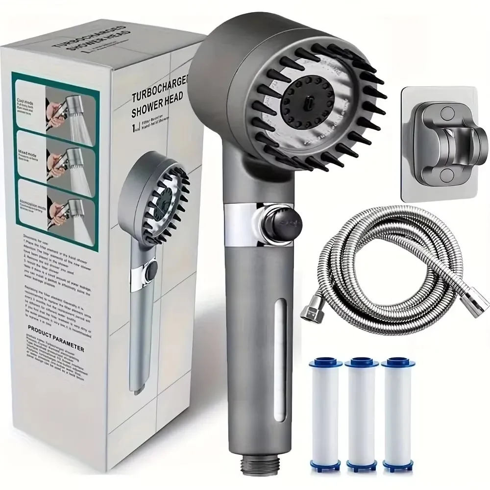 Robinetterie de salle de bain à jet ionique avec filtre pour douchette, turbocompresseur et plusieurs modes de pulvérisation 8