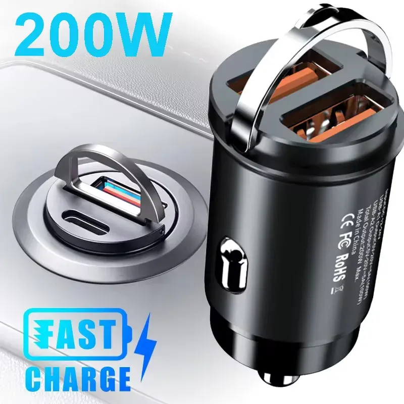 Mini chargeur de voiture USB-C à charge rapide, compatible Xiaomi, Samsung, Huawei et iPhone, 12-24 V, QC 3.0 et PD