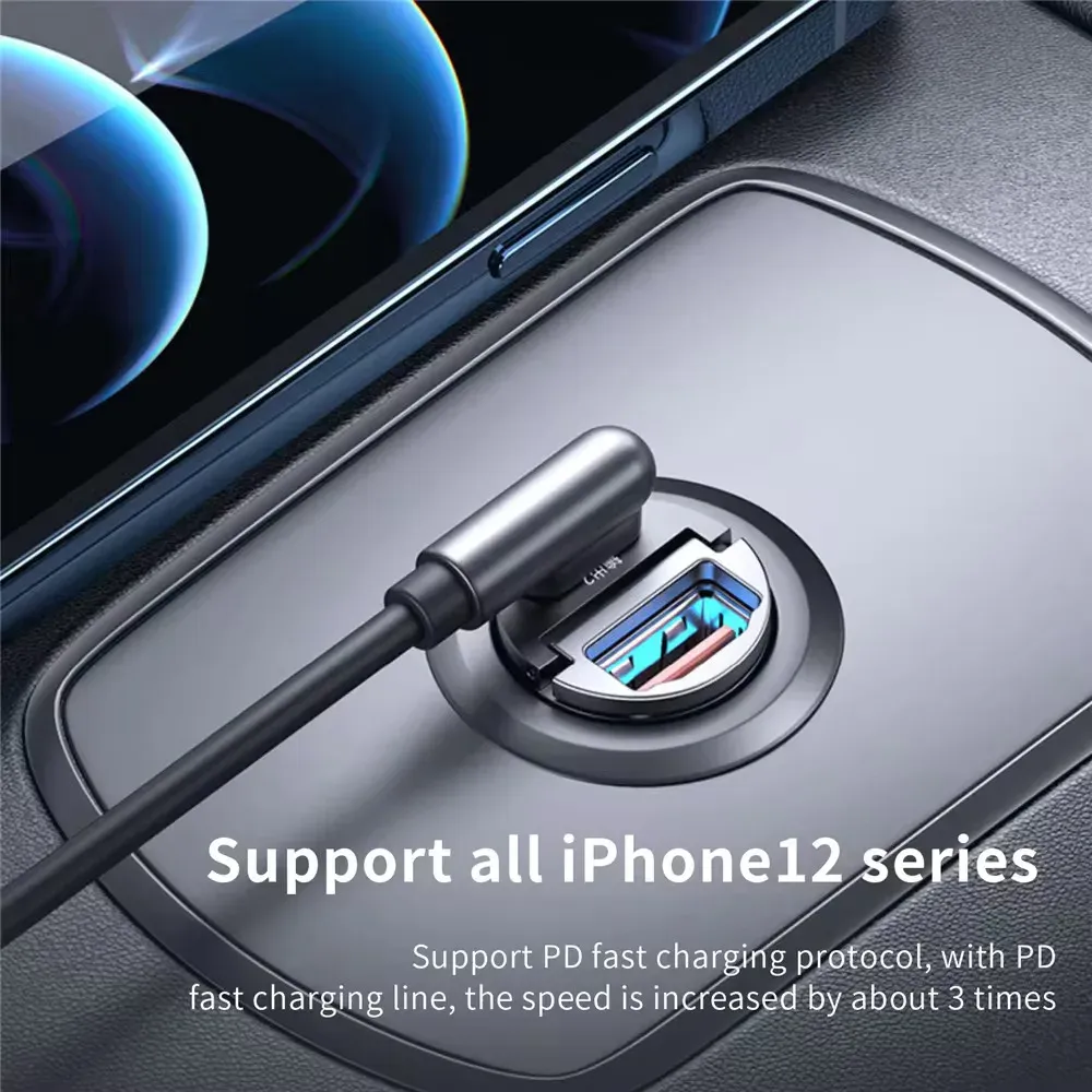 Mini chargeur de voiture USB-C à charge rapide, compatible Xiaomi, Samsung, Huawei et iPhone, 12-24 V, QC 3.0 et PD 2