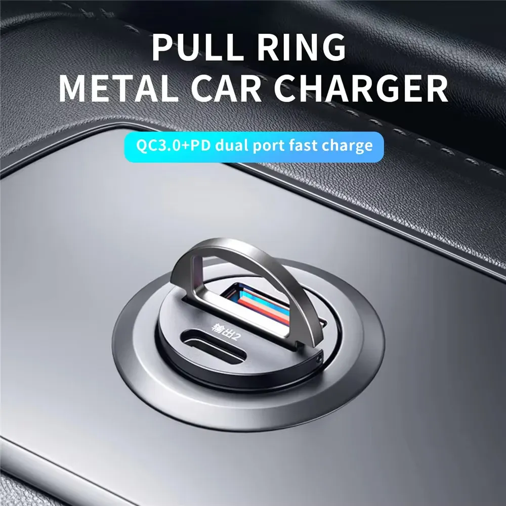 Mini chargeur de voiture USB-C à charge rapide, compatible Xiaomi, Samsung, Huawei et iPhone, 12-24 V, QC 3.0 et PD 4