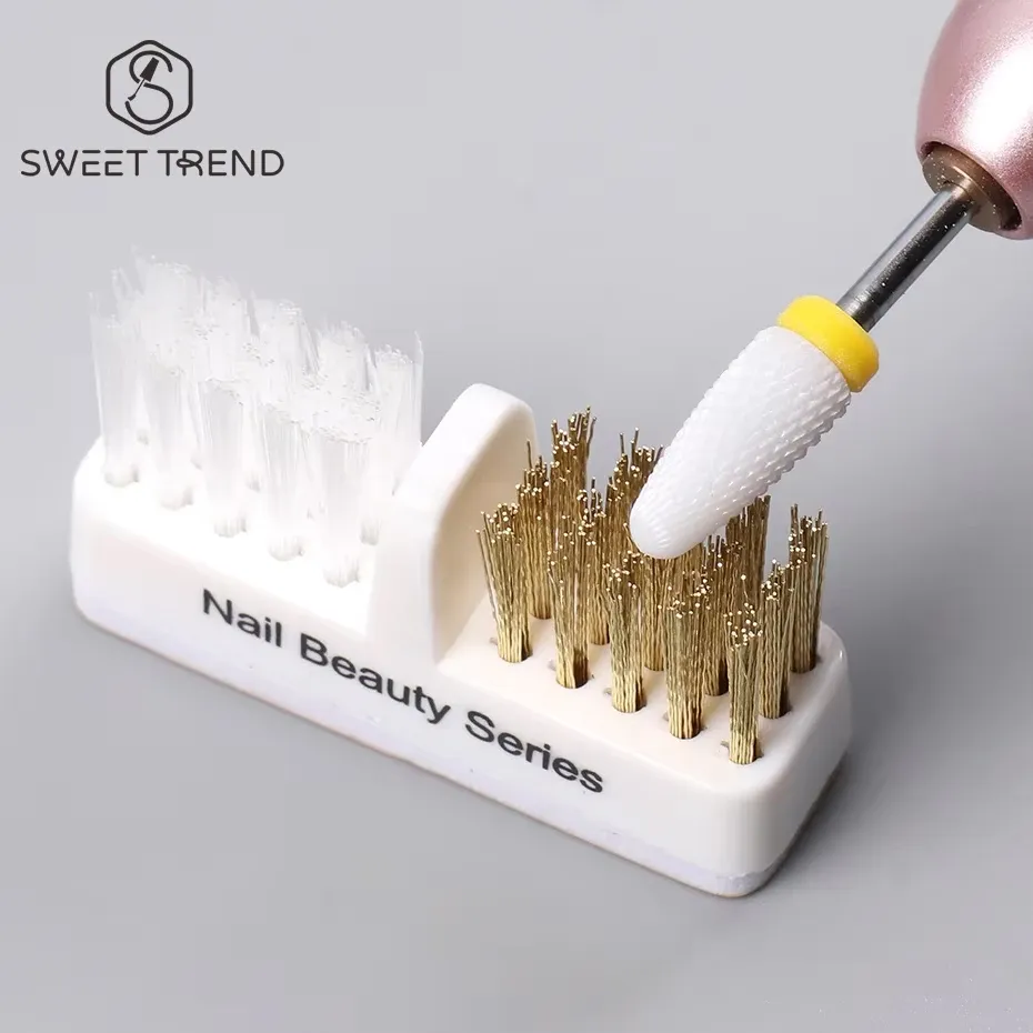 Tête de meulage électrique pour ongles, brosse de nettoyage, forets de manucure portables, nettoyant, double brosse en fil de cuivre, fournitures d'outils de nettoyage, 1 pièce - Image 1