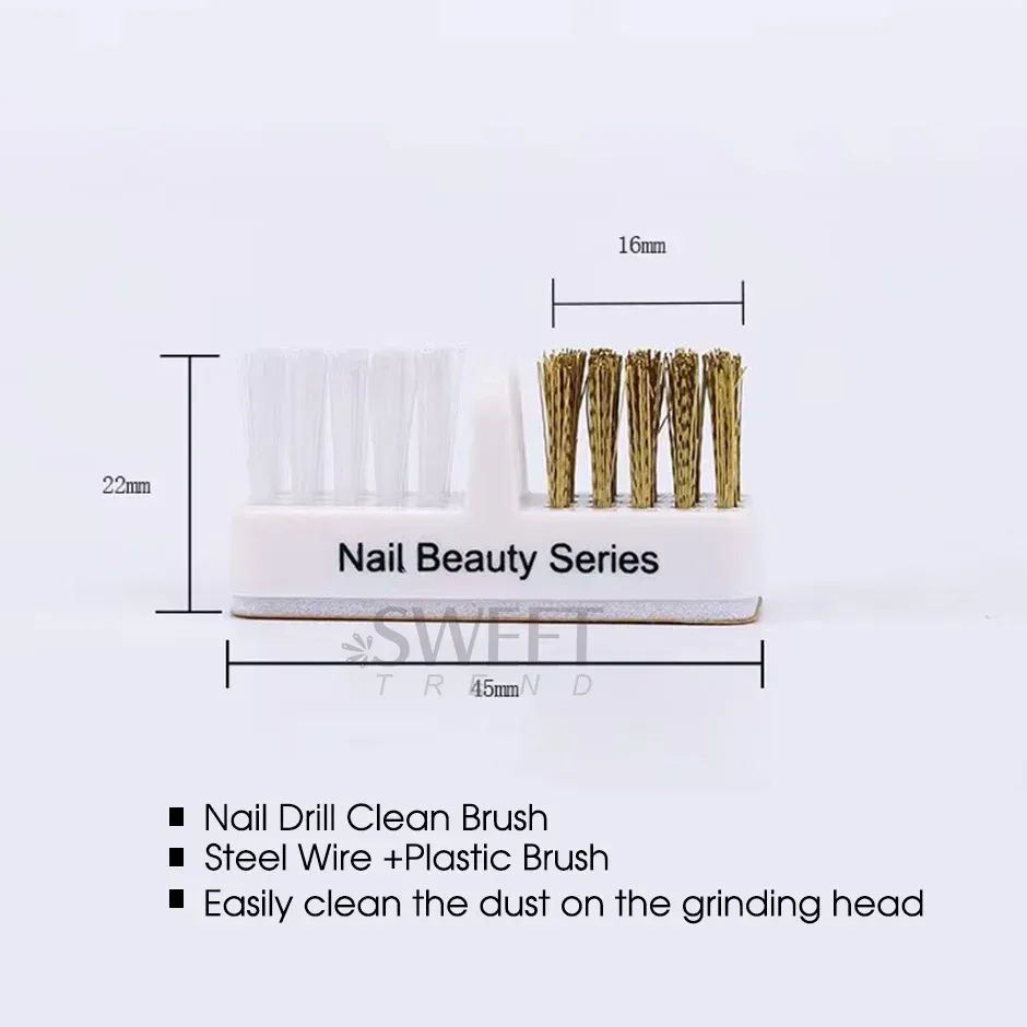 Tête de meulage électrique pour ongles, brosse de nettoyage, forets de manucure portables, nettoyant, double brosse en fil de cuivre, fournitures d'outils de nettoyage, 1 pièce 2