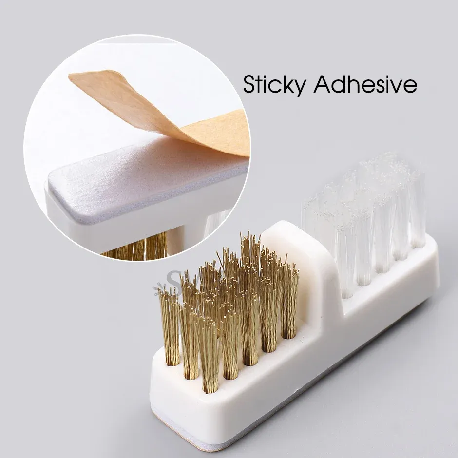 Tête de meulage électrique pour ongles, brosse de nettoyage, forets de manucure portables, nettoyant, double brosse en fil de cuivre, fournitures d'outils de nettoyage, 1 pièce 3
