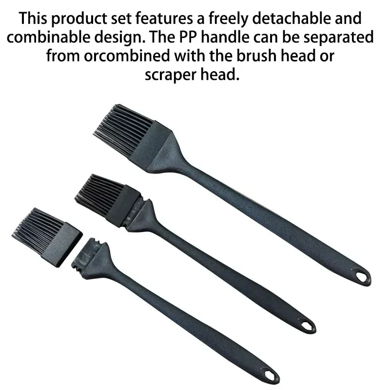 Ensemble d'ustensiles de cuisine en silicone 6 pièces : racloir à crème, spatule, pinceau à huile, racloir de précision, outil de pâtisserie, manche non inclus 5