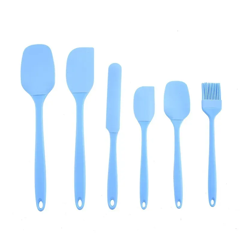 Ensemble d'ustensiles de cuisine en silicone 6 pièces : racloir à crème, spatule, pinceau à huile, racloir de précision, outil de pâtisserie, manche non inclus 8