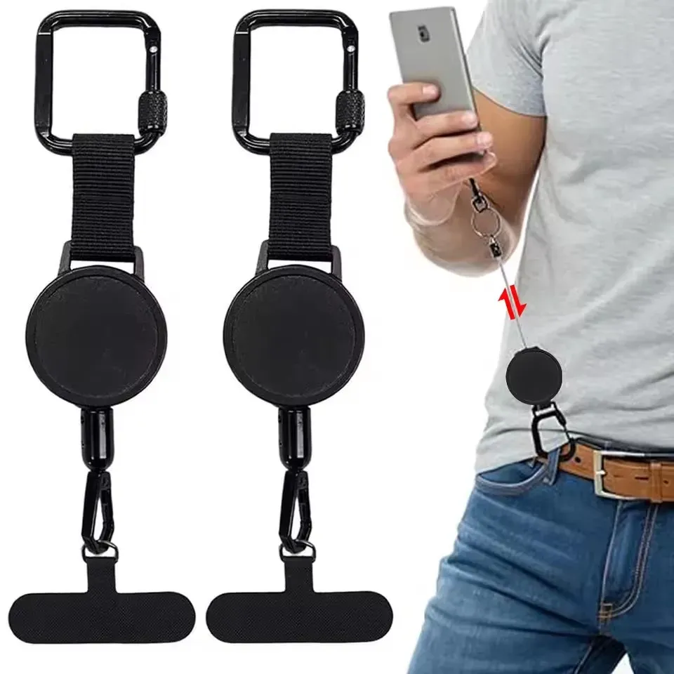Support de téléphone antivol rétractable avec lanière de sécurité et mousqueton, harnais anti-chute pour la randonnée, le cyclisme et l'escalade - Image 1