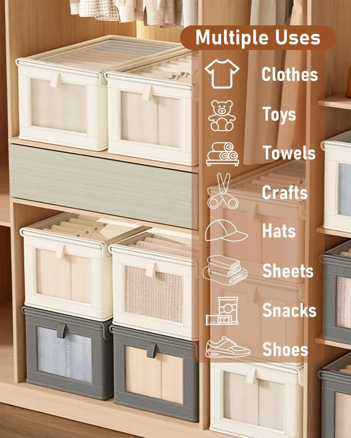 Boîte de rangement pliable pour vêtements avec fenêtre transparente, en tissu Oxford 4