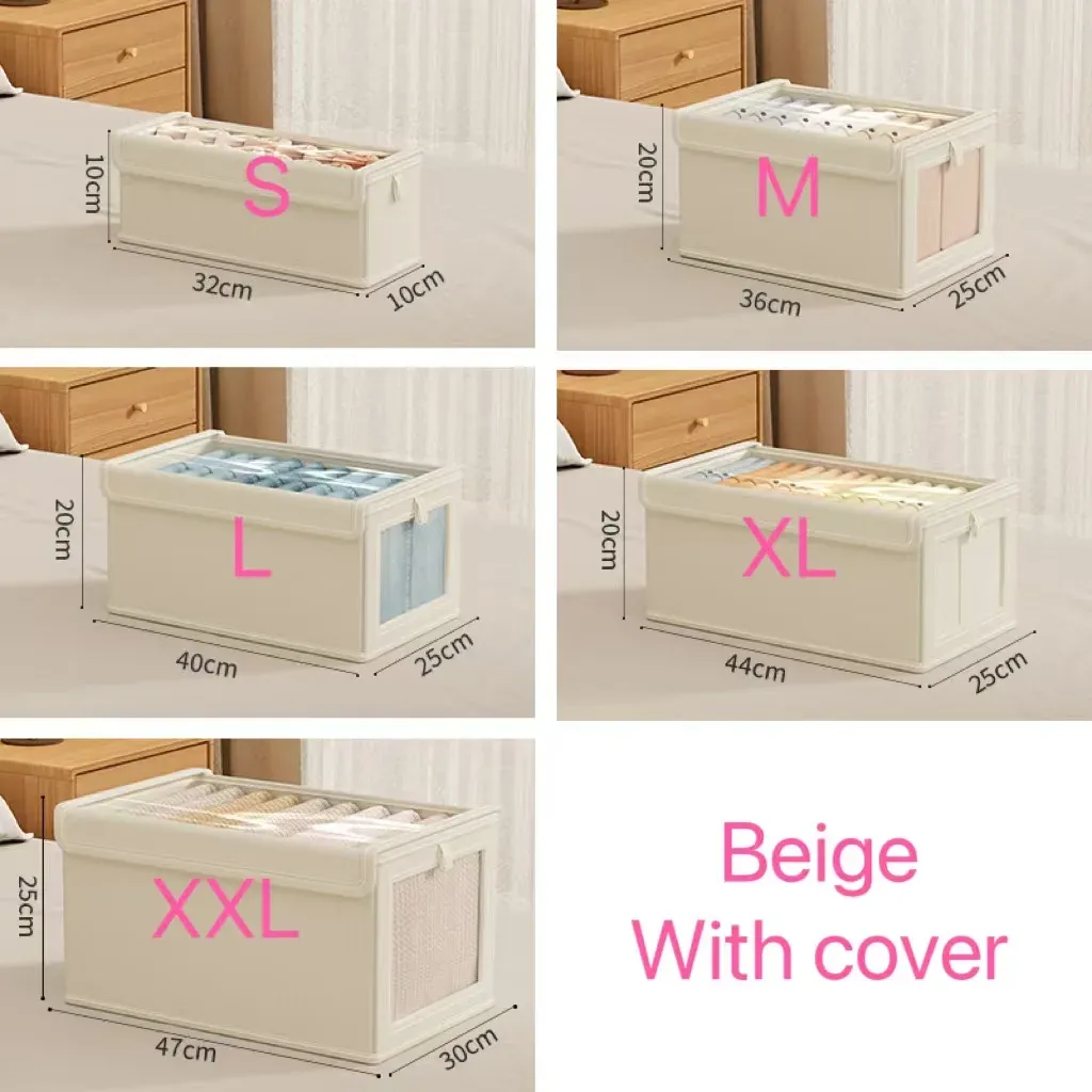 Boîte de rangement pliable pour vêtements avec fenêtre transparente, en tissu Oxford 7