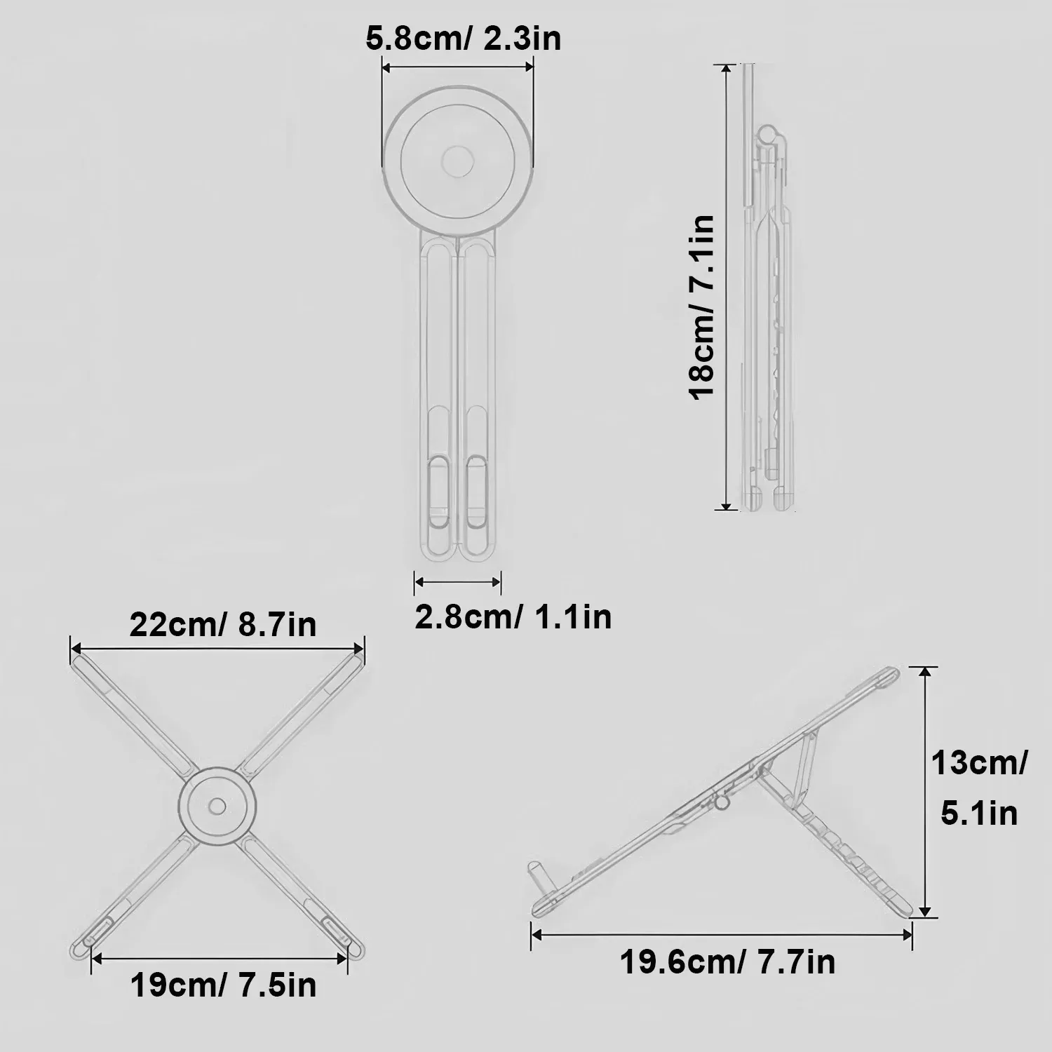 Support magnétique 3-en-1 pour téléphone avec perche à selfie et trépied pliable, compatible iPhone, iPad, tablette et ordinateur portable, idéal pour le bureau 2