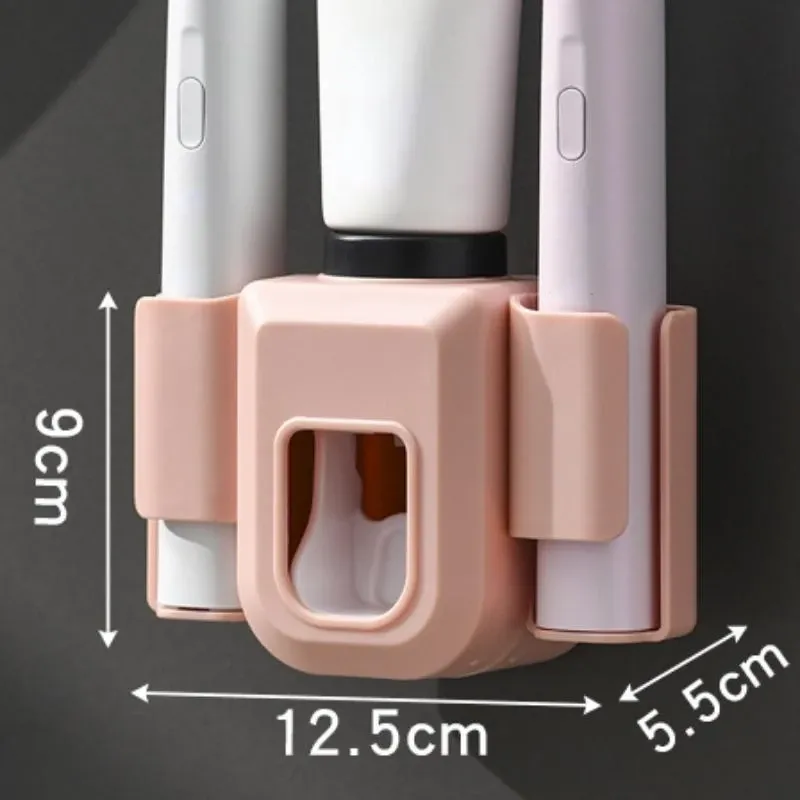 Porte-brosses à dents double, organisateur mural avec support pour dentifrice et presse-tube, accessoires de salle de bain 5