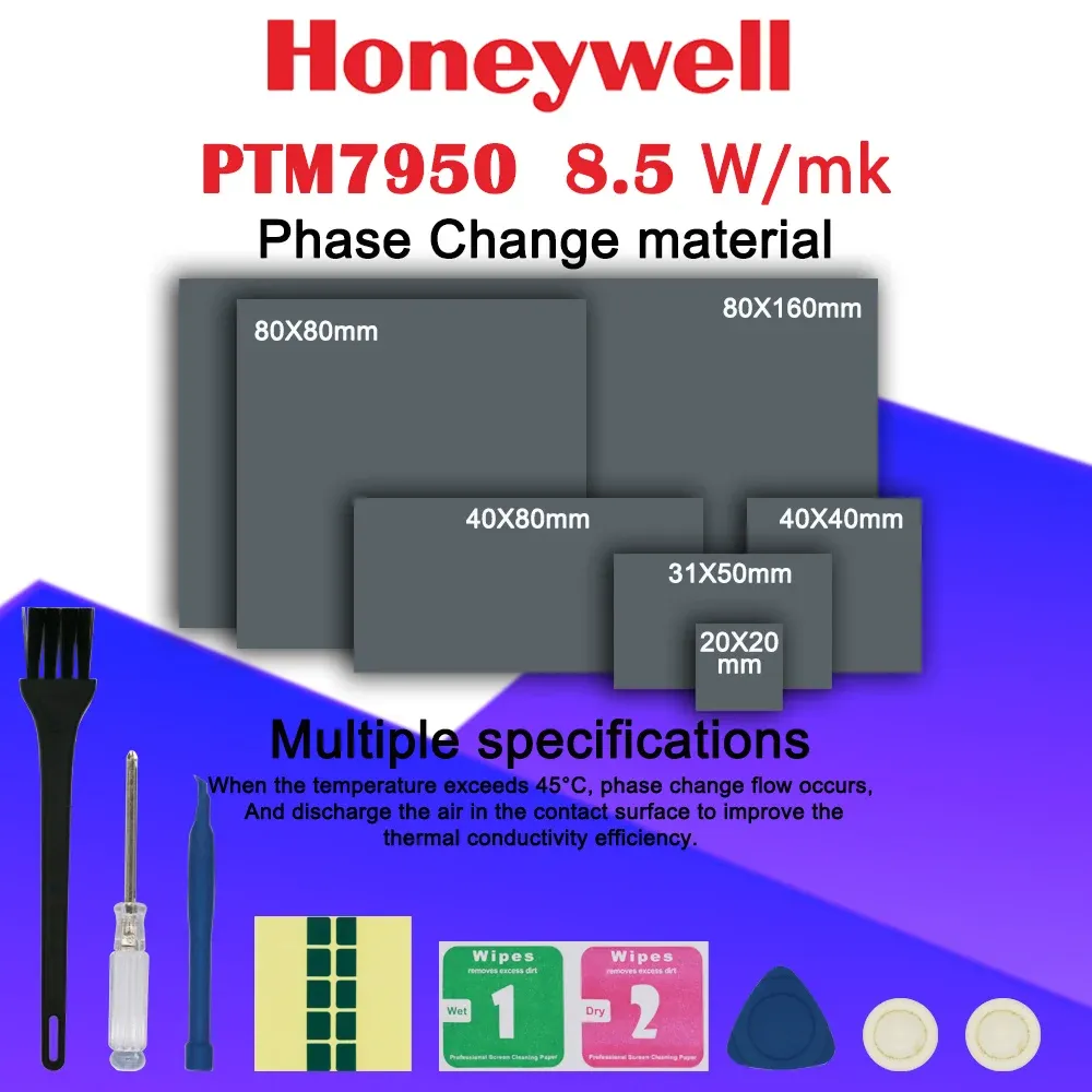 Pâte thermique à changement de phase Honeywell PTM7950 – 8,5 W/m·K pour ordinateur portable, processeur et carte graphique