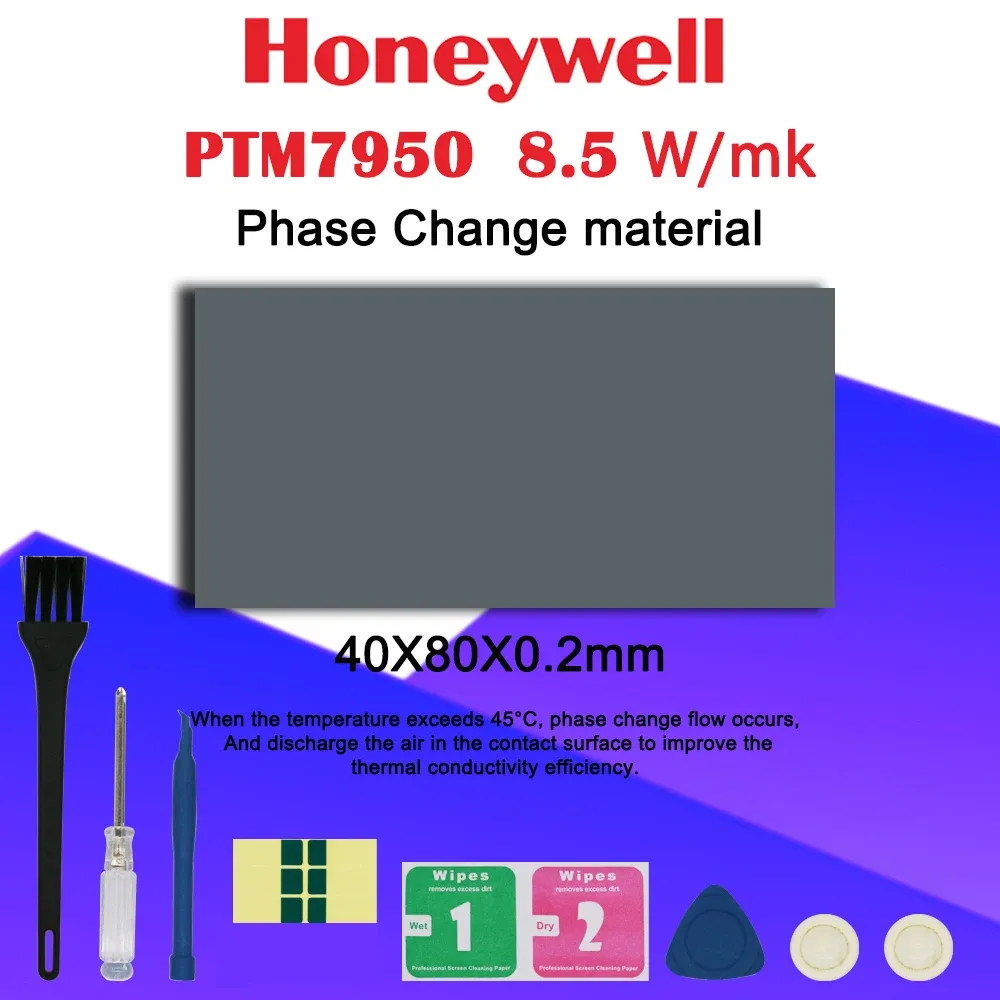 Pâte thermique à changement de phase Honeywell PTM7950 – 8,5 W/m·K pour ordinateur portable, processeur et carte graphique 9