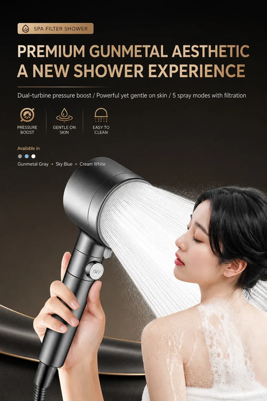 Tête de douche orientable à 360 degrés