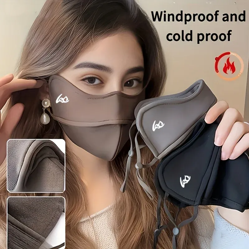 Masque facial 3D Cosy et chaud pour femme, coupe-vent, avec boucles d'oreilles, nylon, lavable à la main - Image 1