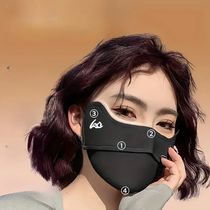 Masque facial 3D Cosy et chaud pour femme, coupe-vent, avec boucles d'oreilles, nylon, lavable à la main 2