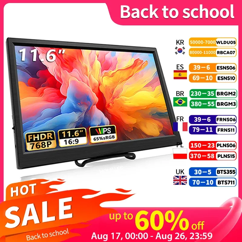Moniteur portable 11,6 pouces HDMI pour ordinateur portable, écran secondaire pour le jeu, compatible Switch, PS4, Xbox et Raspberry Pi - Image 1