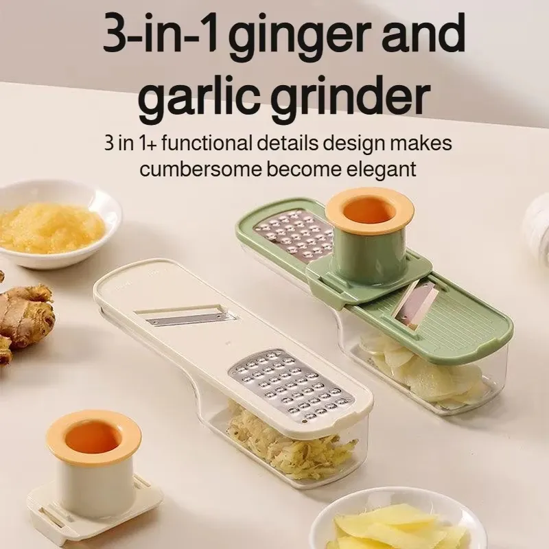 Broyeur multifonctionnel 3 en 1 pour gingembre et ail, trancheur de cuisine - Image 1