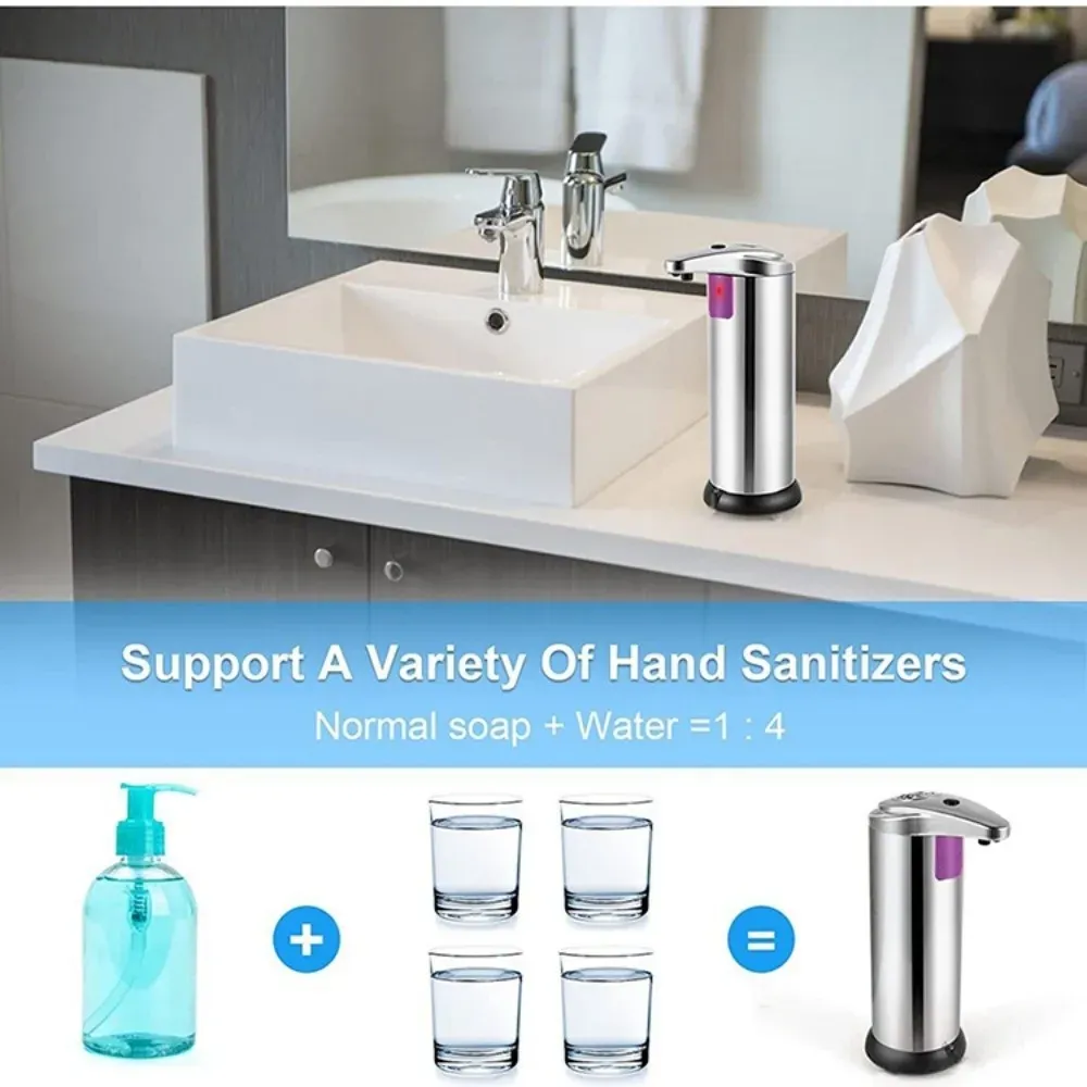 Distributeur automatique de savon électrique en acier inoxydable, étanche et sans contact, à capteur intelligent pour salle de bains 4