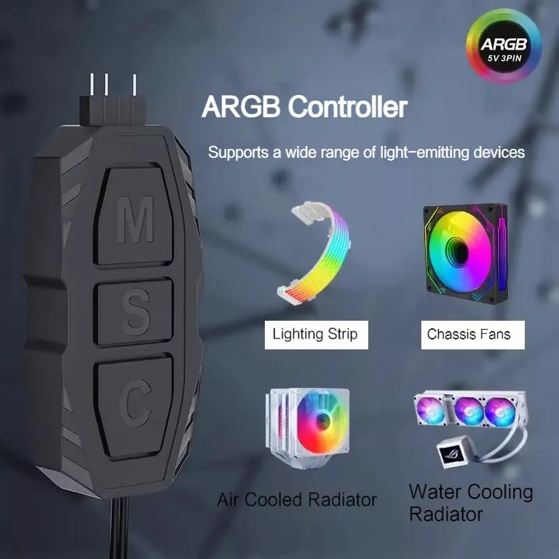 Contrôleur ARGB 5V 3 broches vers alimentation SATA, mini hub RGB 3 broches pour PC, boîtier, ventilateur, LED 3