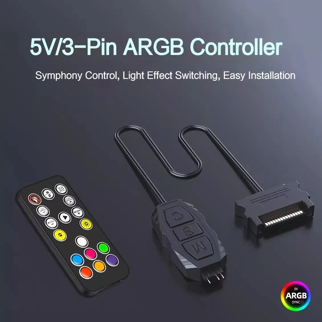 Contrôleur ARGB 5V 3 broches vers alimentation SATA, mini hub RGB 3 broches pour PC, boîtier, ventilateur, LED 2