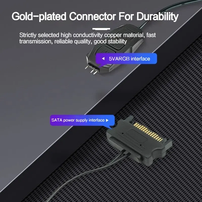 Contrôleur ARGB 5V 3 broches vers alimentation SATA, mini hub RGB 3 broches pour PC, boîtier, ventilateur, LED 4