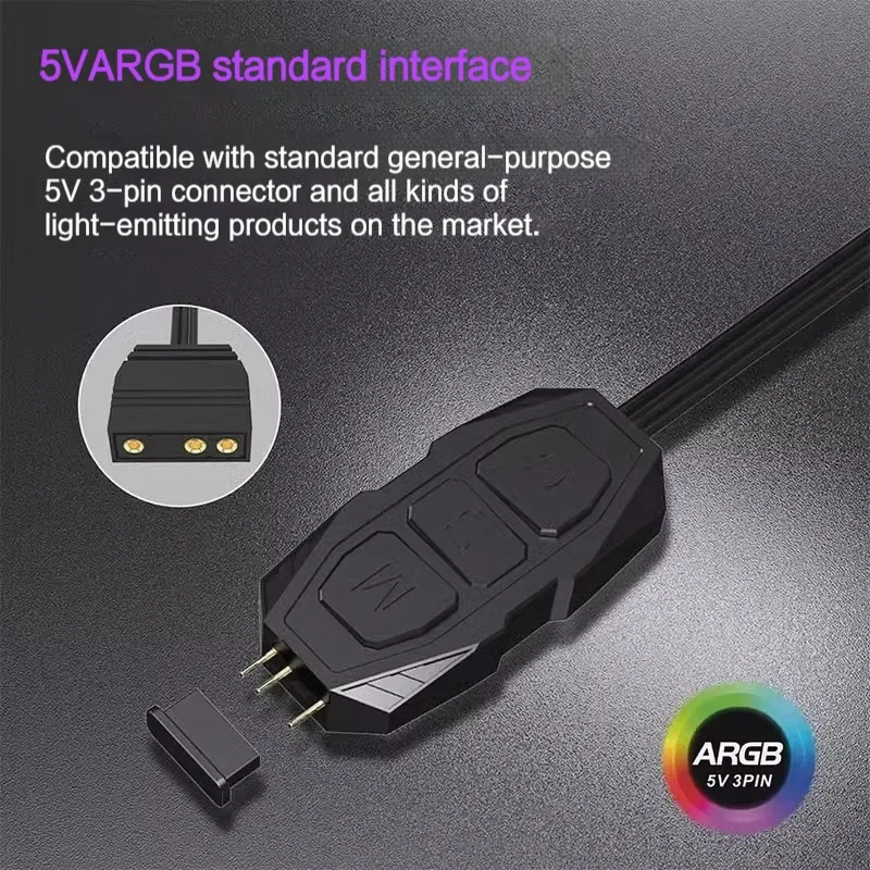 Contrôleur ARGB 5V 3 broches vers alimentation SATA, mini hub RGB 3 broches pour PC, boîtier, ventilateur, LED 5