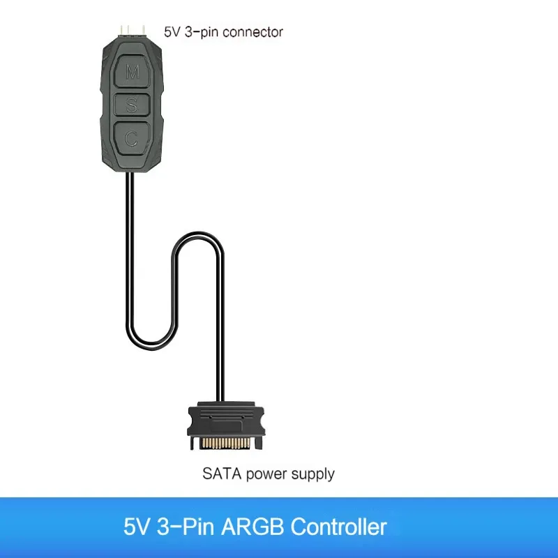 Contrôleur ARGB 5V 3 broches vers alimentation SATA, mini hub RGB 3 broches pour PC, boîtier, ventilateur, LED 10