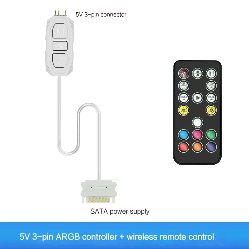 Contrôleur ARGB 5V 3 broches vers alimentation SATA, mini hub RGB 3 broches pour PC, boîtier, ventilateur, LED 8