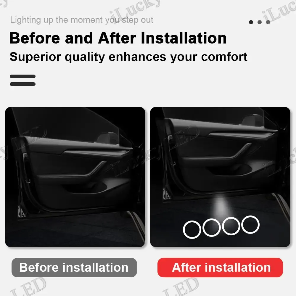 Projecteurs LED de bienvenue haute définition pour Audi A1, A3, A4, A5, A6, A7, A8, Q3, Q5, Q7, Q8 (lot de 2) 2