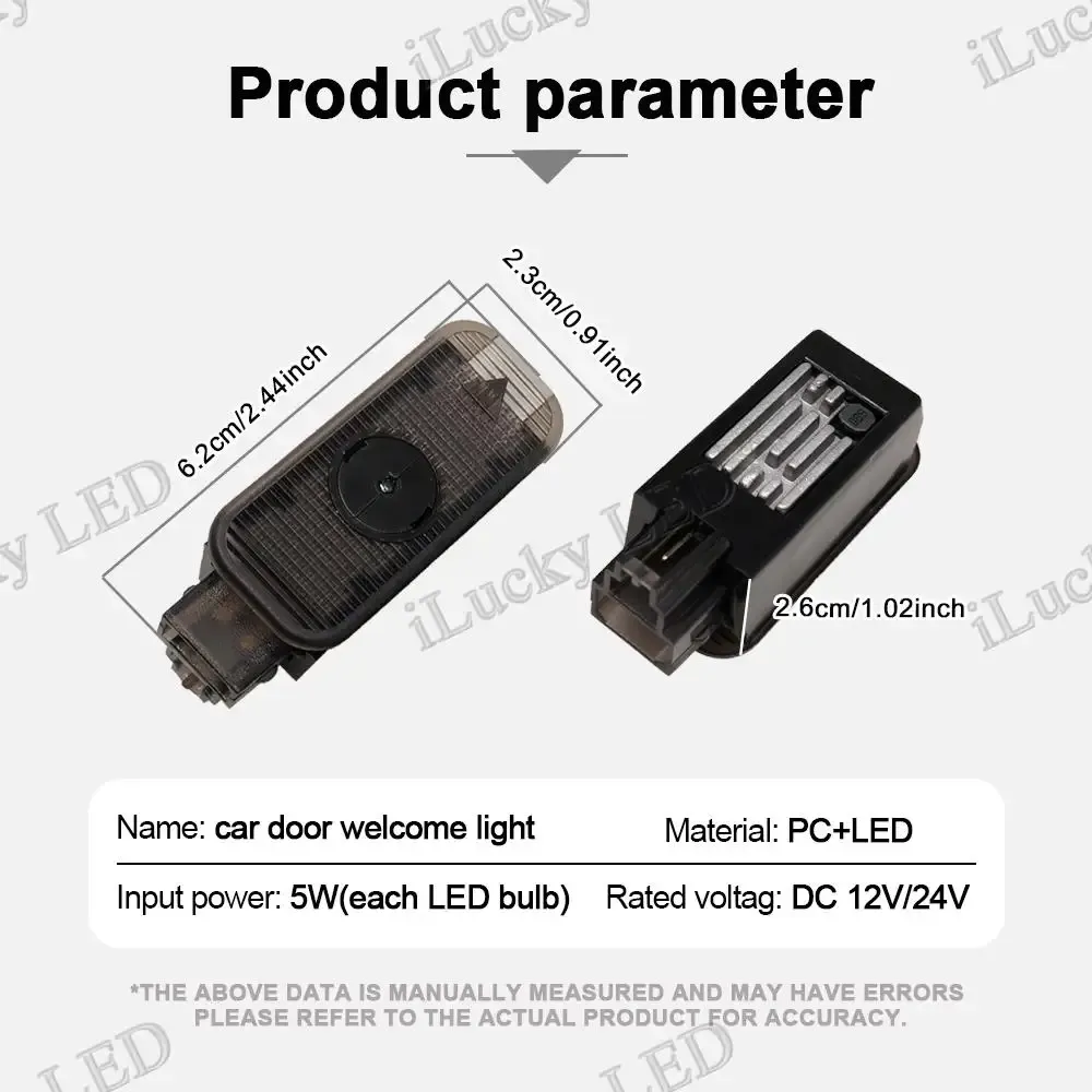 Projecteurs LED de bienvenue haute définition pour Audi A1, A3, A4, A5, A6, A7, A8, Q3, Q5, Q7, Q8 (lot de 2) 6