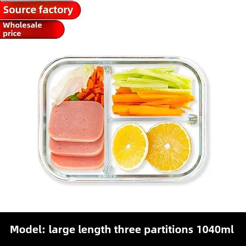 Boîte à repas en verre étanche avec couvercle, compatible micro-ondes, boîte bento portable 5