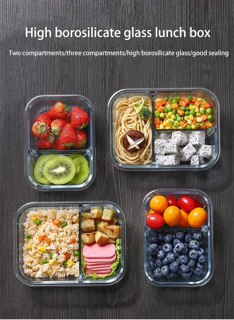 Boîte à repas en verre scellée avec couvercle